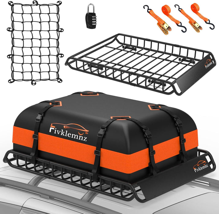 Fivklemnz Roof Rack Basket + Rooftop Cargo Carrier 15 Cubic