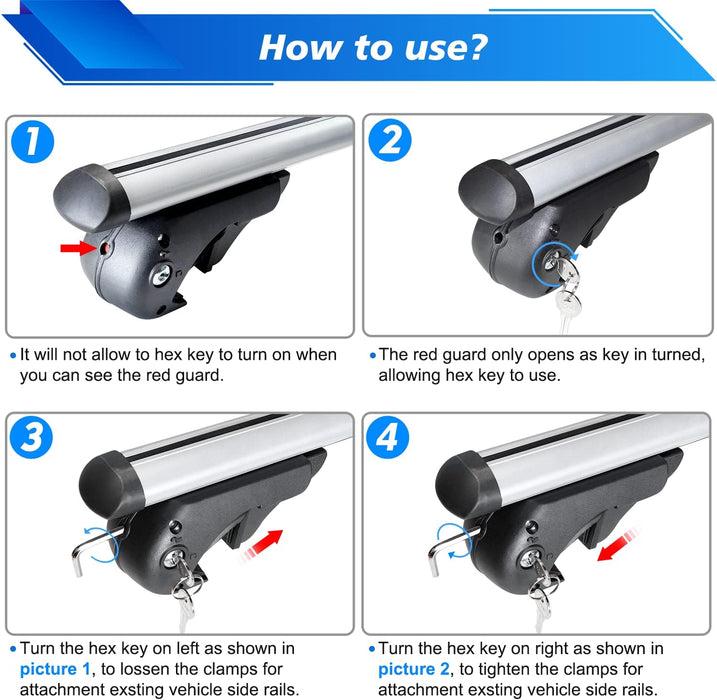 Fivklemnz Universal Roof Rack Cross Bars