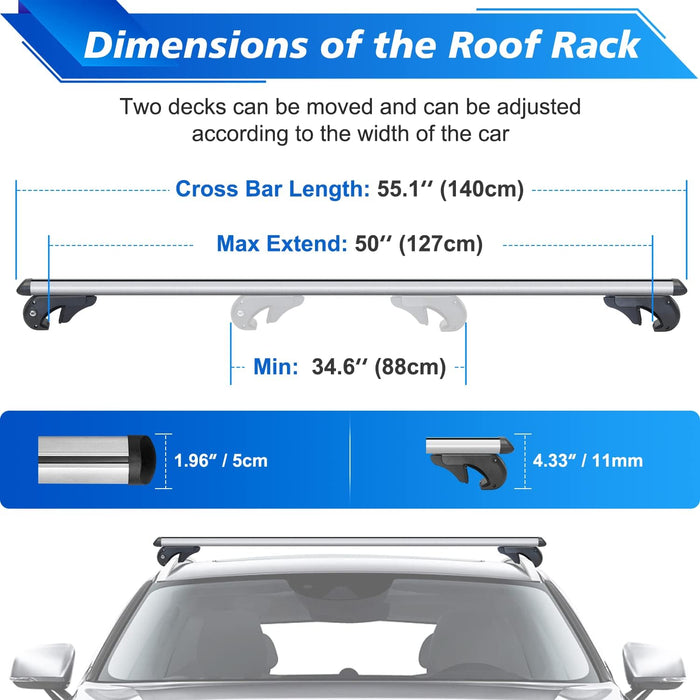 Fivklemnz Universal Roof Rack Cross Bars