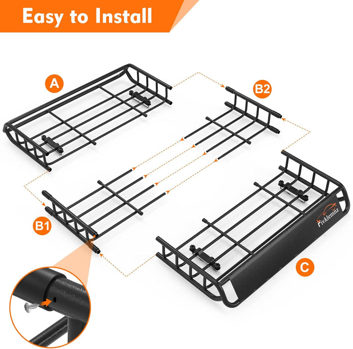 Fivklemnz Roof Rack Basket + Rooftop Cargo Carrier 15 Cubic