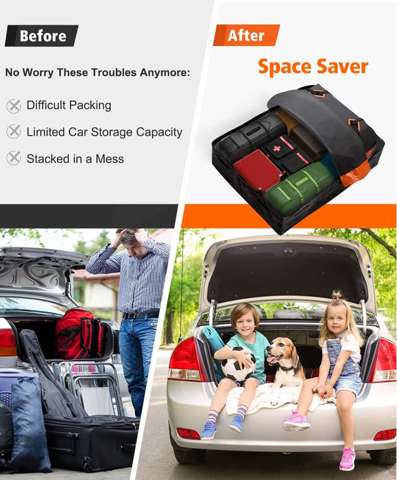 FIVKLEMNZ Car Roof Bag Cargo Carrier, 15 Cubic Feet Waterproof Rooftop Cargo Carrier with Anti-Slip Mat + 8 Reinforced Straps + 4 Door Hooks Suitable for All Vehicle with/Without Rack