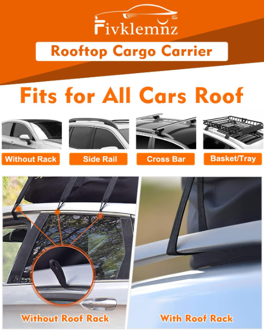 Fivklemnz Car Rooftop Cargo Carrier Roof Bag Waterproof 21 Cubic