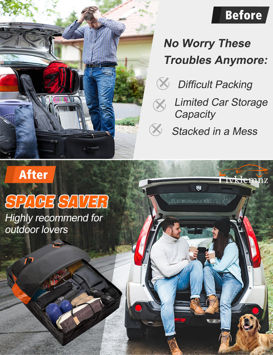 FIVKLEMNZ 21 Cubic Car Rooftop Cargo Carrier Roof Bag Waterproof for All Top of Vehicle with/Without Rack Includes Topper Anti-Slip Mat + Reinforced Straps + 6 Door Hooks + Luggage Lock